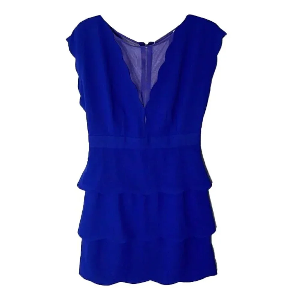 URBAN OUTFITTERS DAZZLING Blue Dress scalloped trim Size medium - Picture 5 of 5